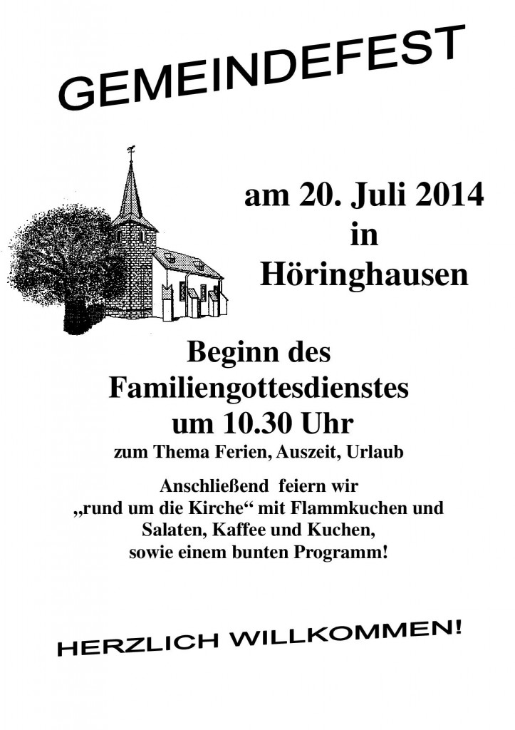 Gemeindefest  2014 Einladung